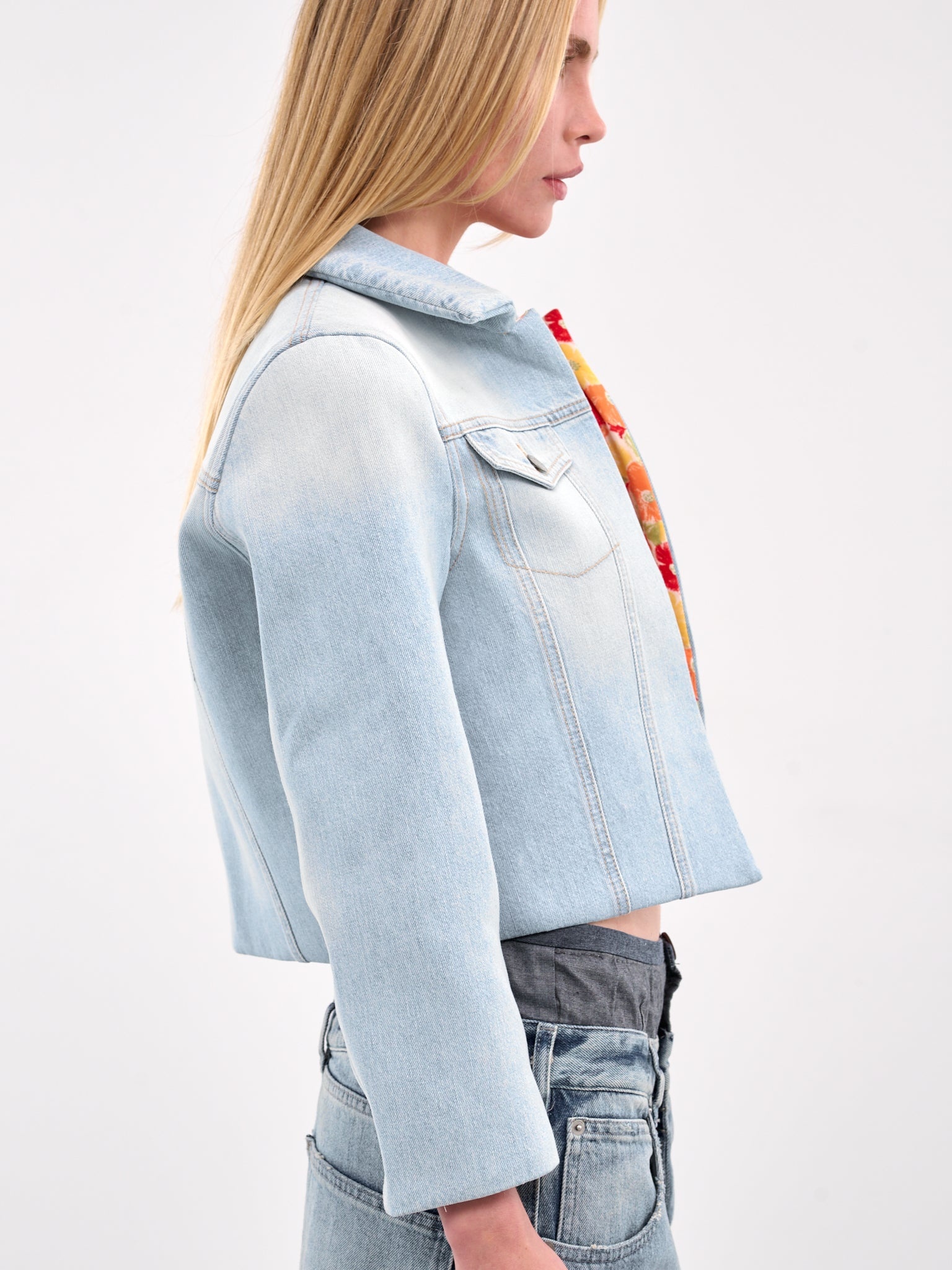 Padded Crop Denim Jacket - 5