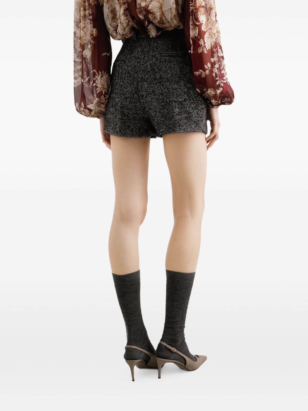 herringbone tweed shorts - 5