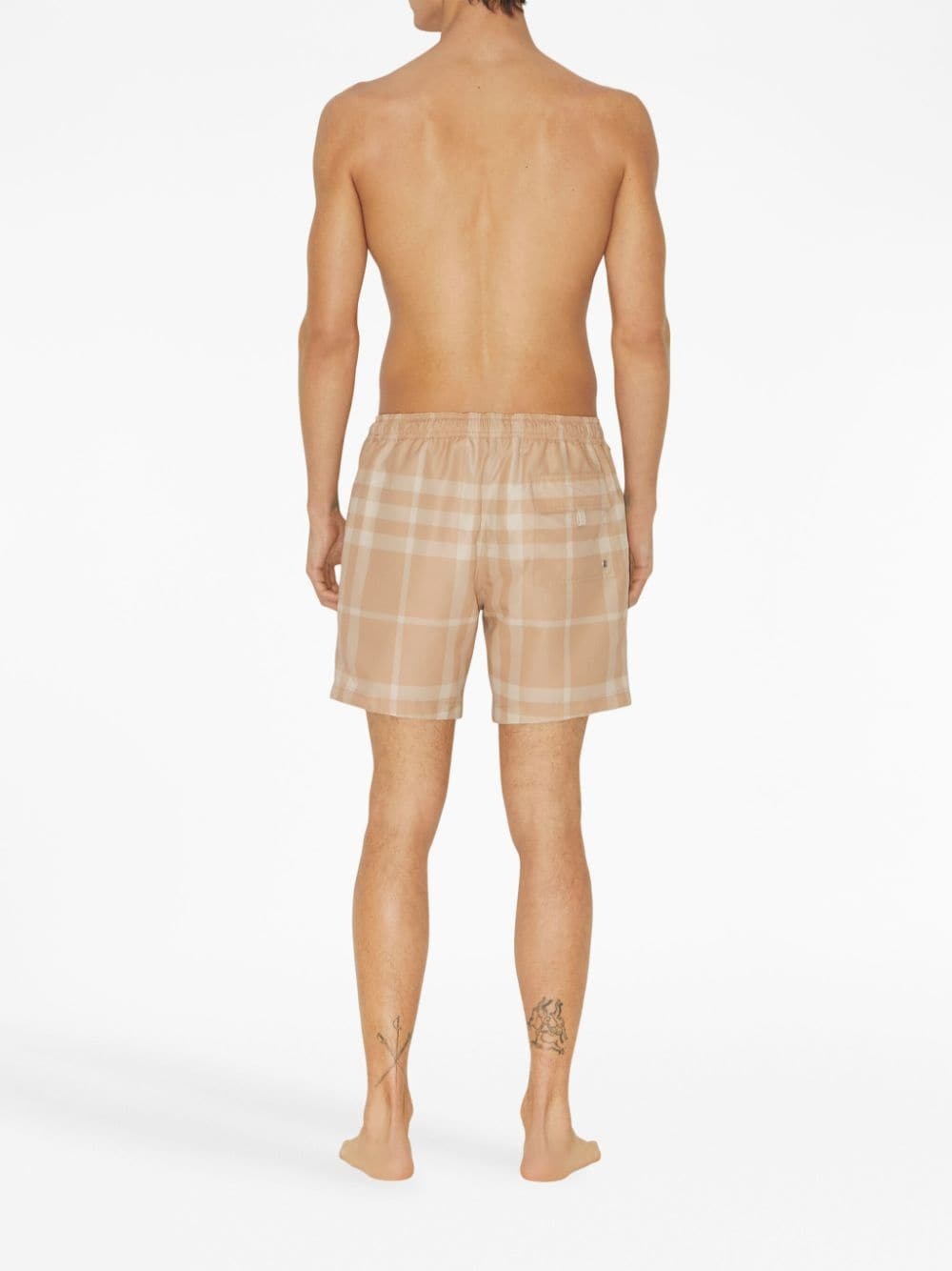 check-print drawstring swim shorts - 4