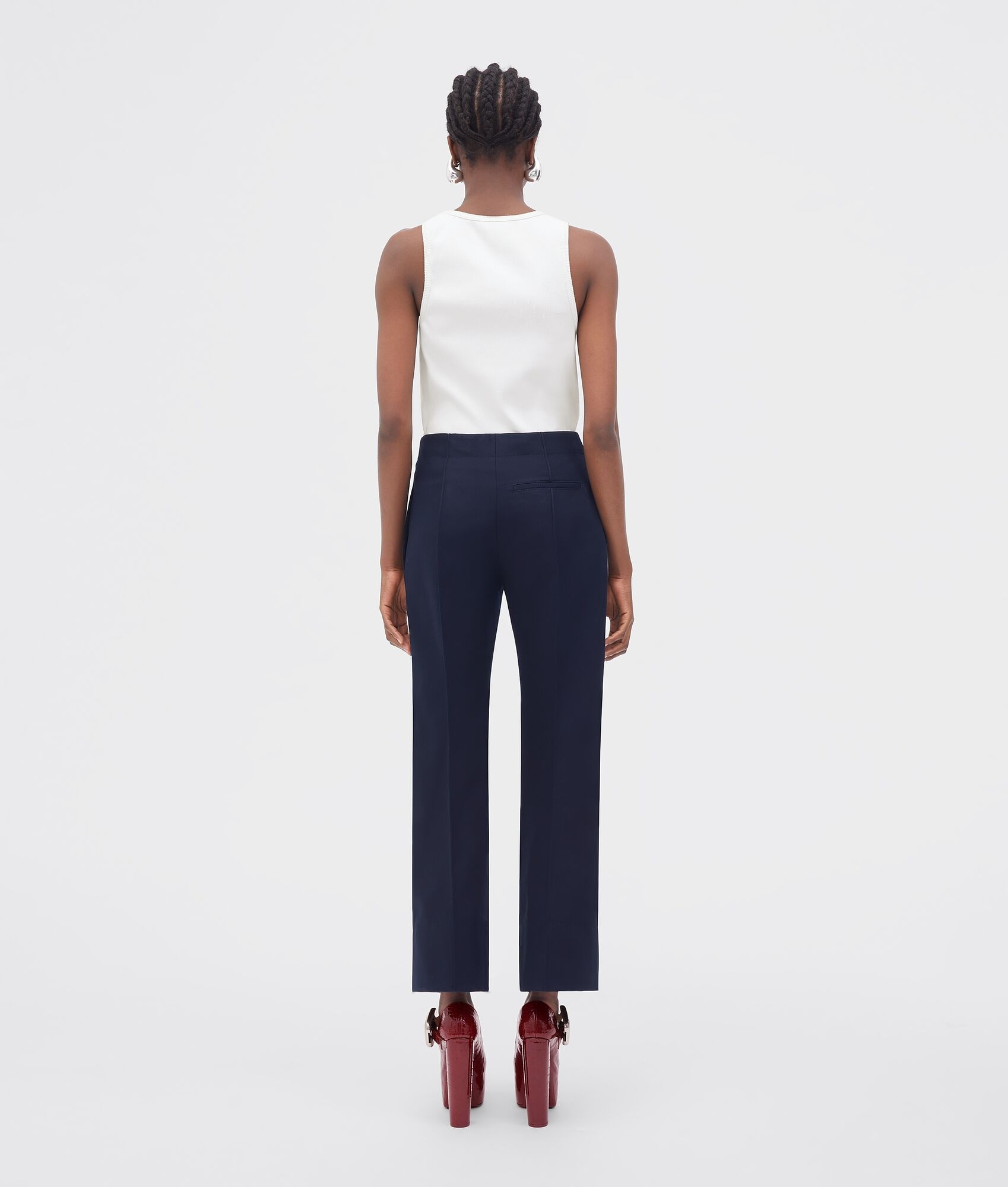 double cotton canvas trousers with curved legs - 3