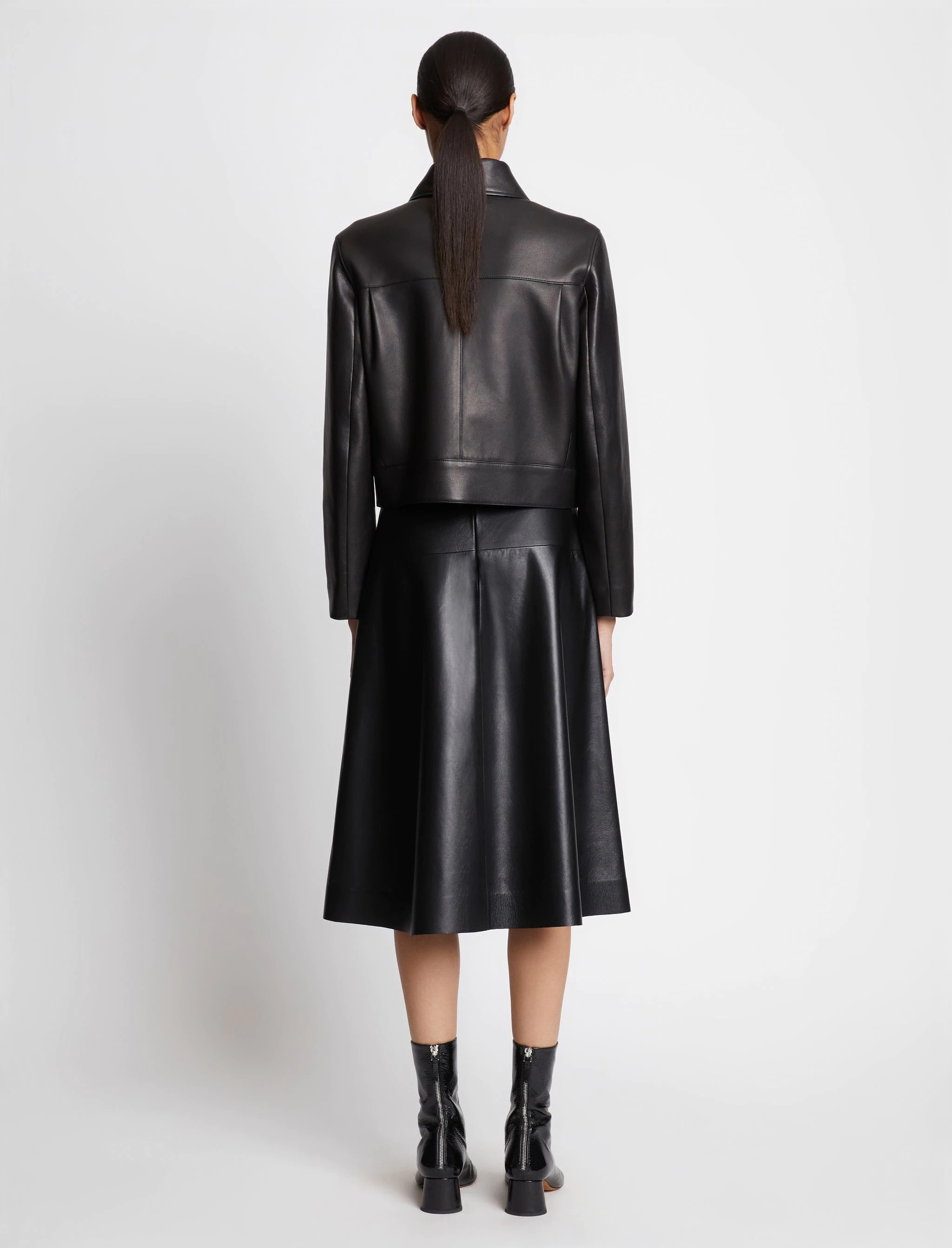 Grainy Leather Cropped Jacket - 5