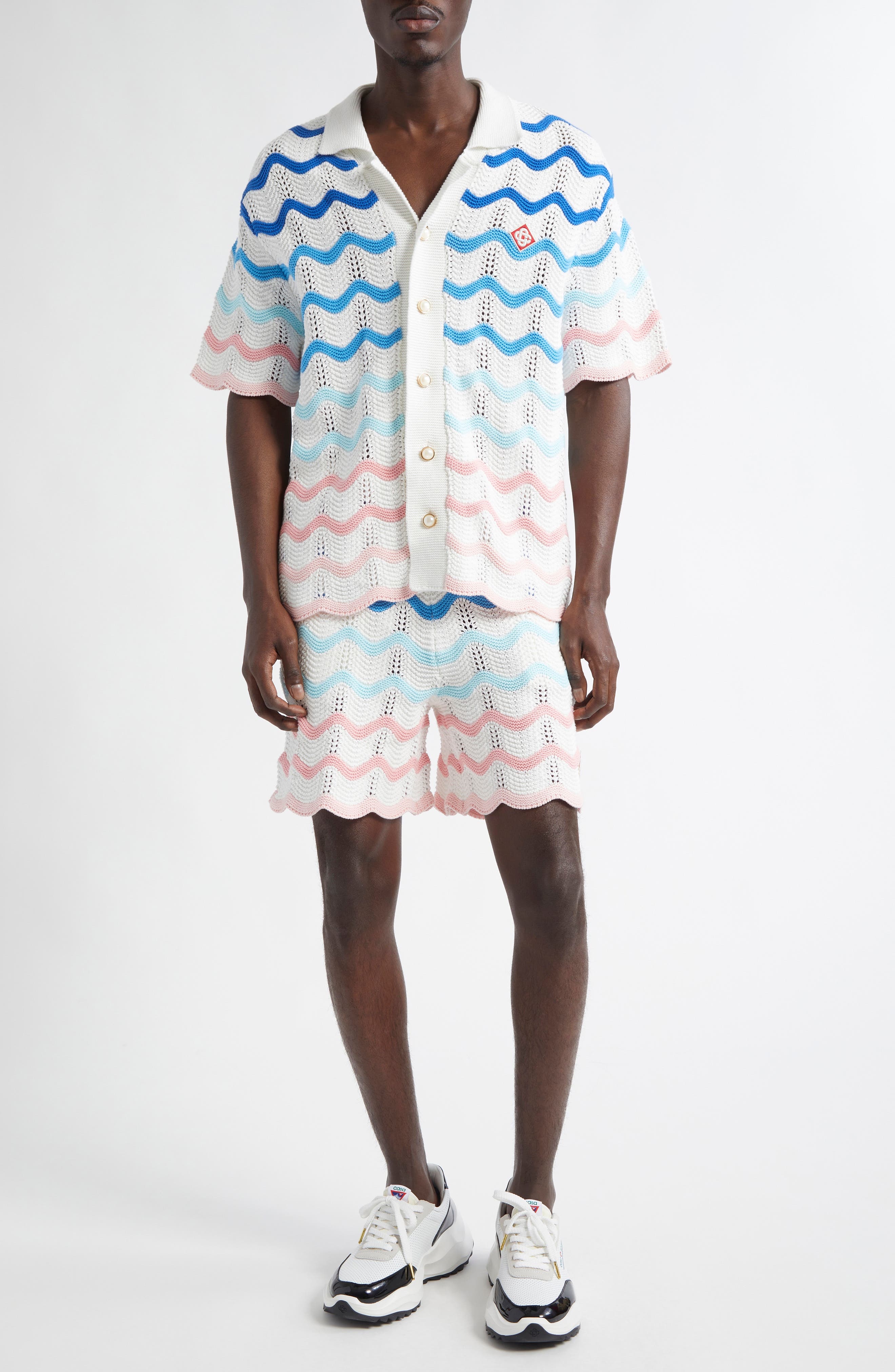 Casablanca Gradient Wave Crochet Camp Shirt in Multi at Nordstrom - 2