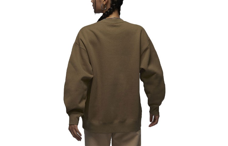 (WMNS) Air Jordan Flight Fleece Crewneck Sweatshirt 'Olive Brown' FB5117-395 - 3