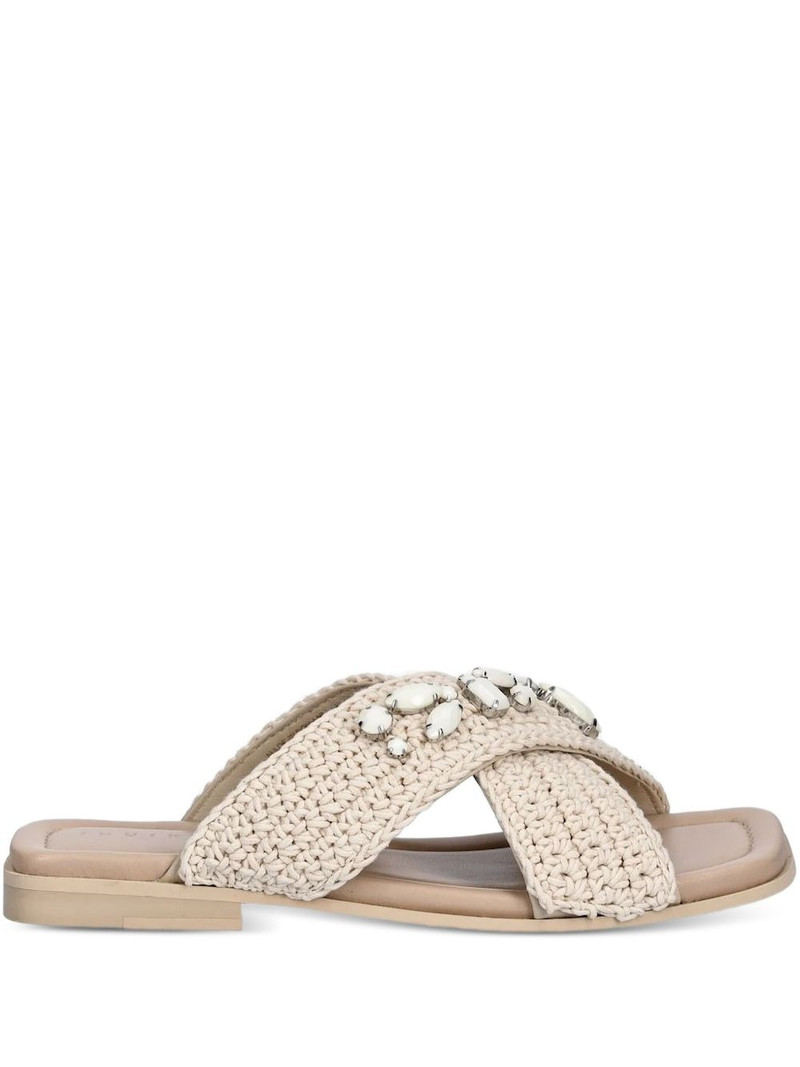 cross-strap embellished slides 1