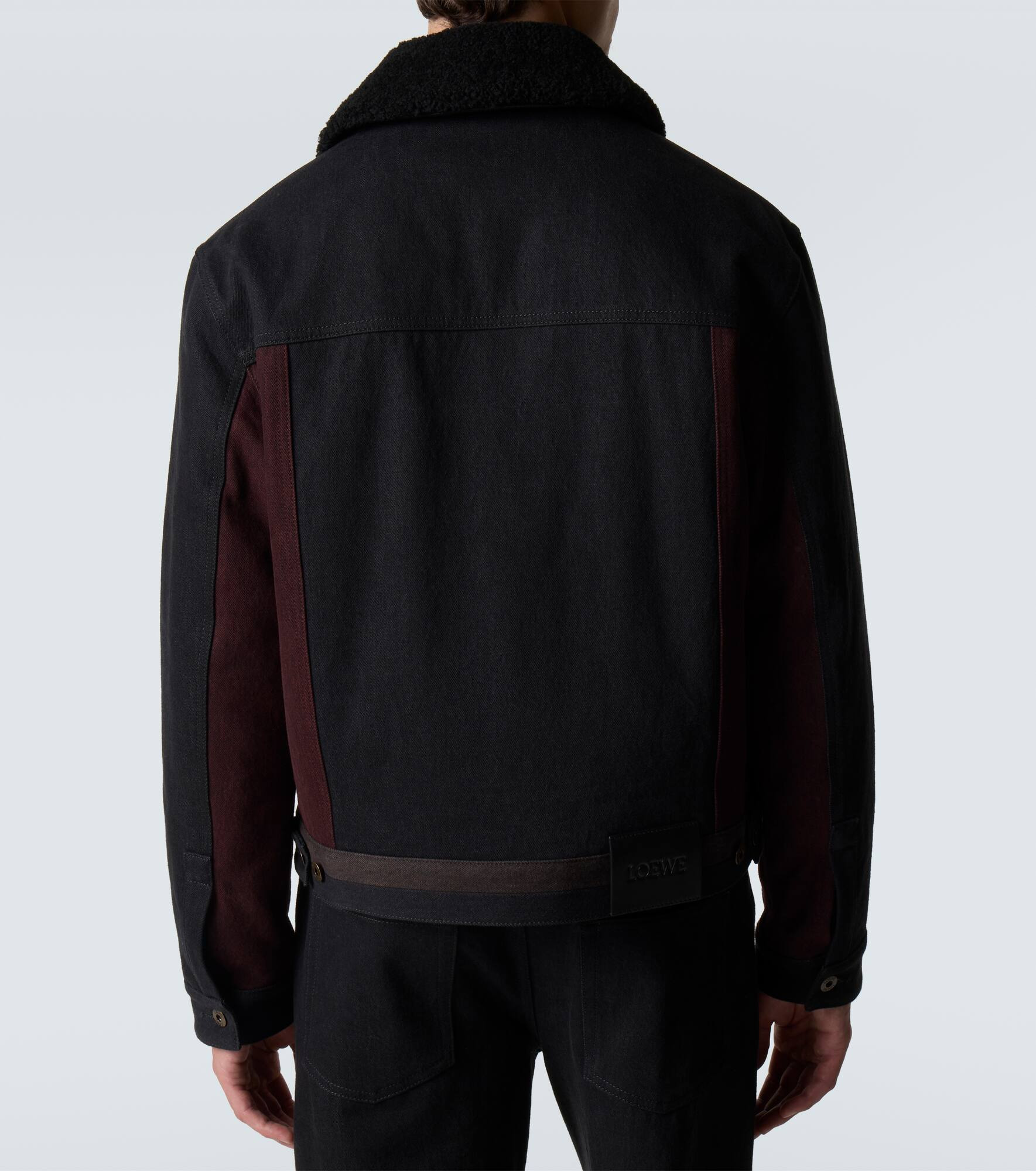 Shearling-trimmed denim blouson jacket - 4