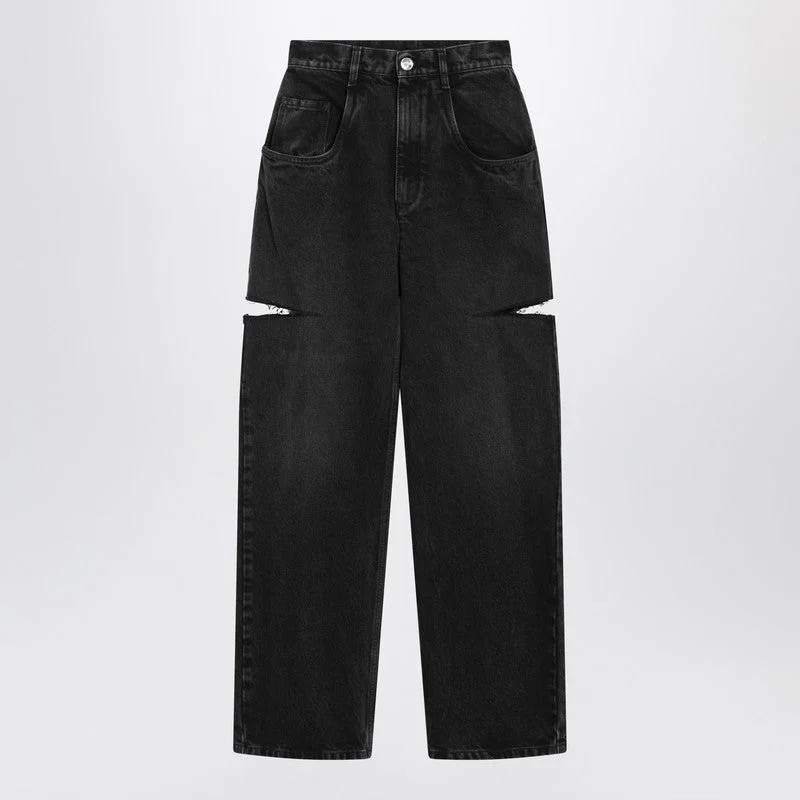 Maison Margiela Black Washed Jeans With Side Rips Women - 1