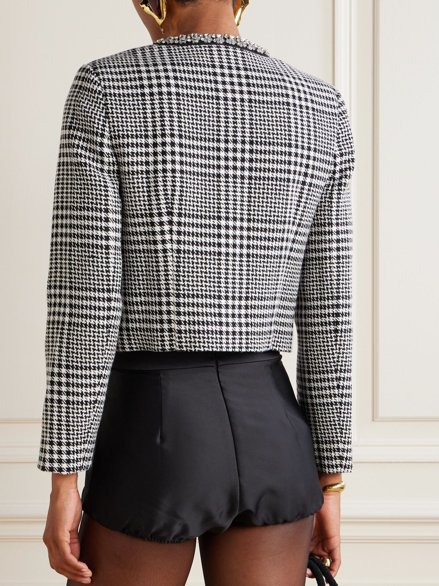 Crystal-embellished houndstooth jacket Gray - 3