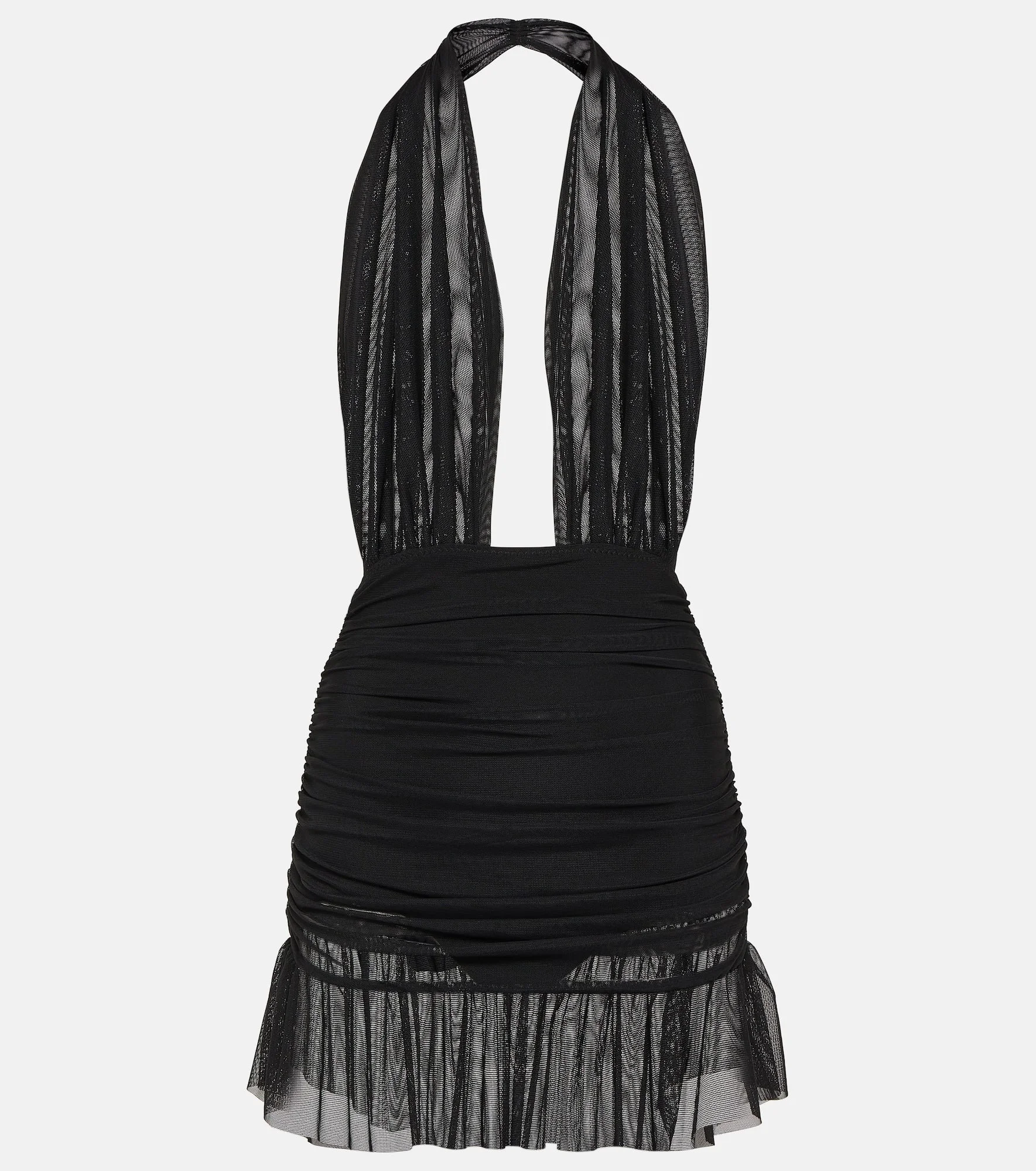 Ruffled halterneck chiffon minidress - 1