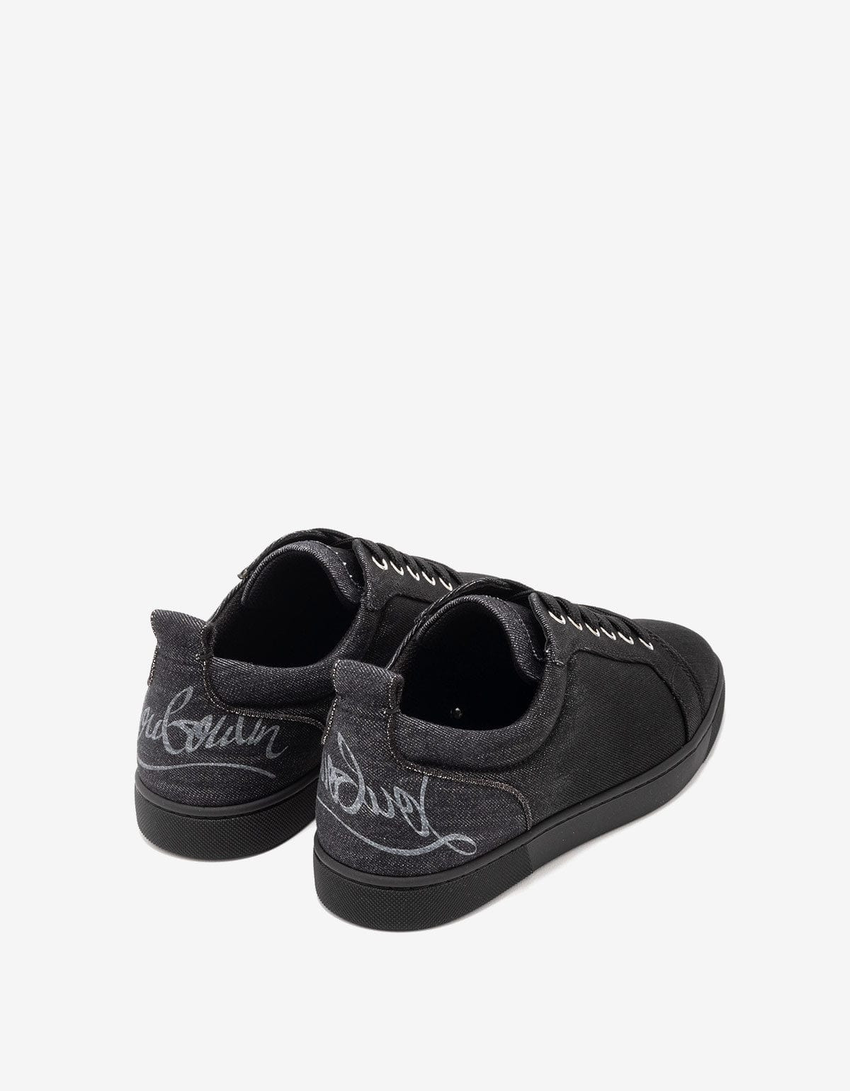Christian Louboutin Fun Louis Junior Black Denim Trainers - 6
