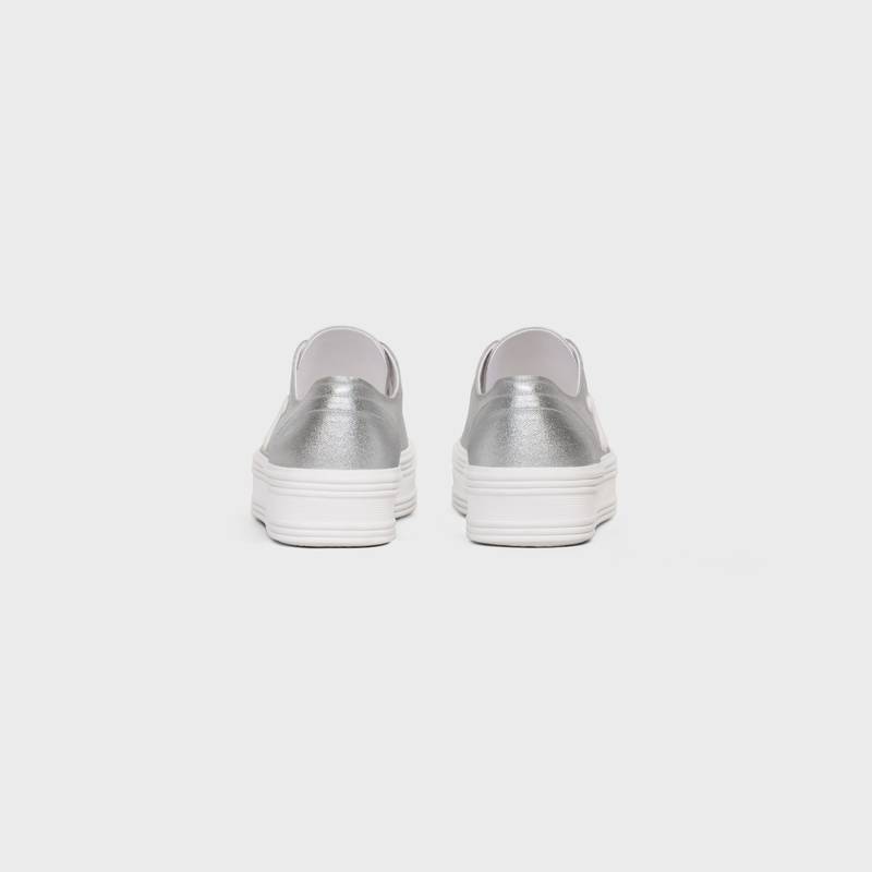 CELINE JANE LOW LACE-UP SNEAKER in METALLIC CANVAS AND CALFSKIN outlook