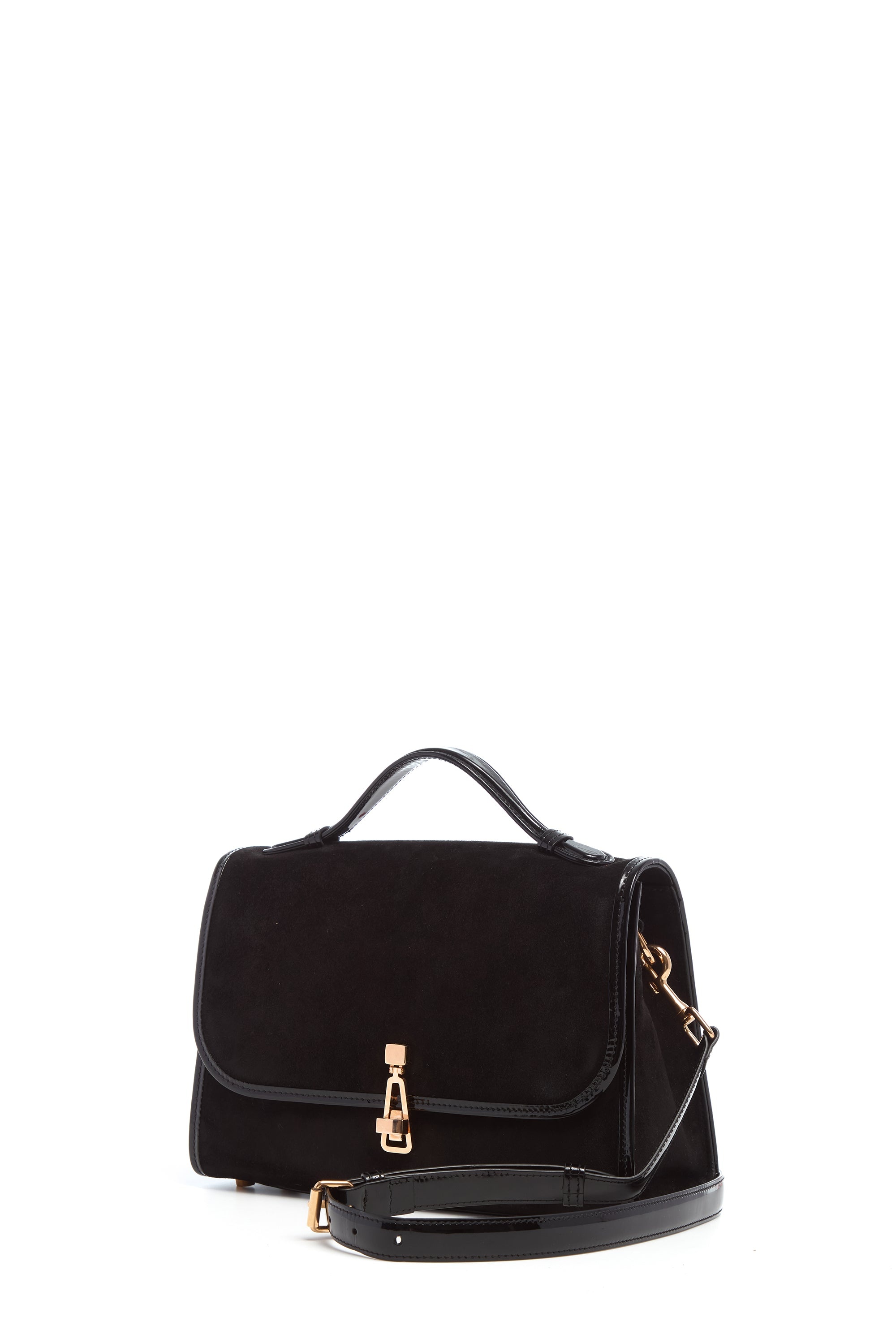 Medium Leonora Flap Bag in Black Suede - 2