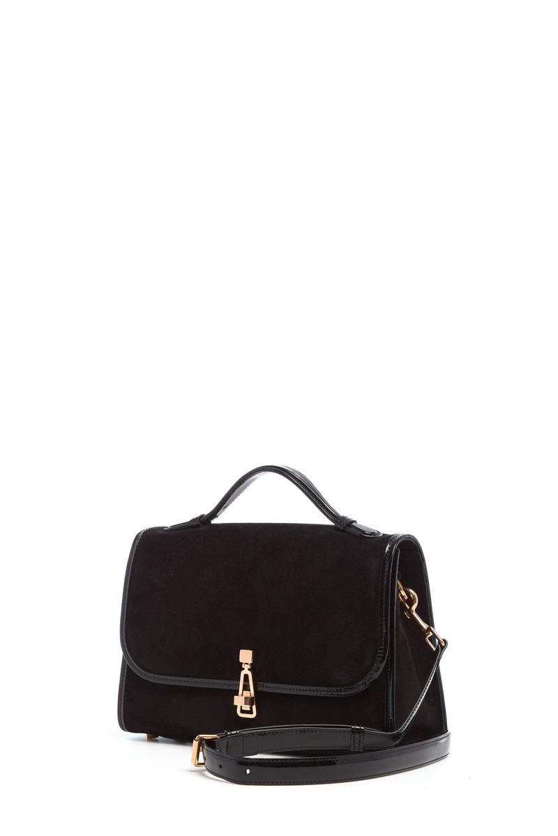 GABRIELA HEARST Medium Leonora Flap Bag in Black Suede outlook