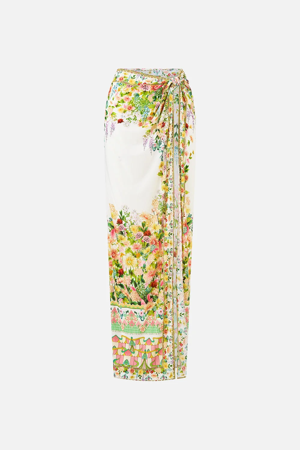 LONG SARONG WITH GATHERED TAB AND LEG SPLIT - 1