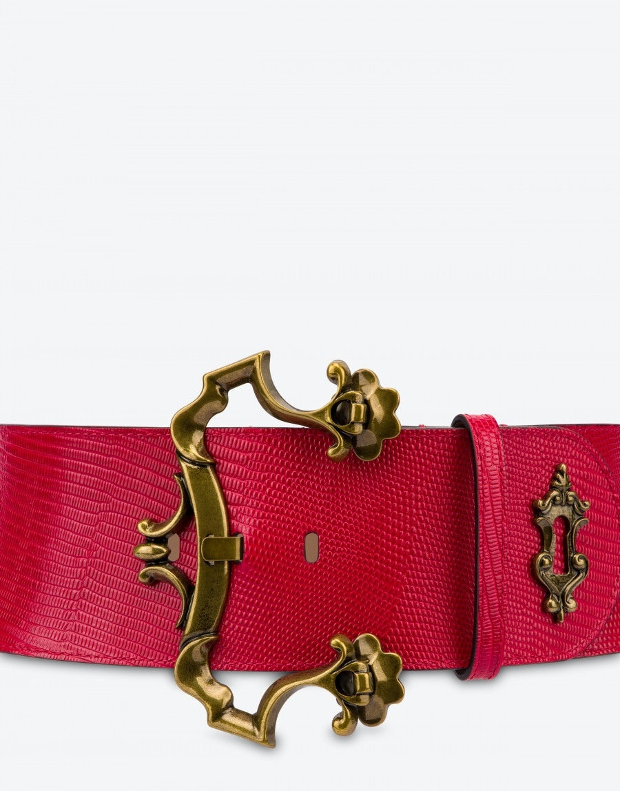 TEGU LIZARD-PRINT BAROQUE BUCKLE BELT - 2