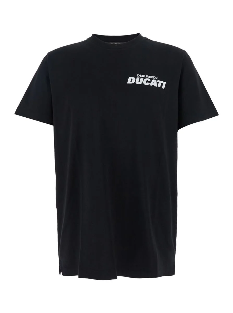 DSQUARED2 'Ducati X D2' Black T-Shirt With Logo On The Front In Cotton Man - 1