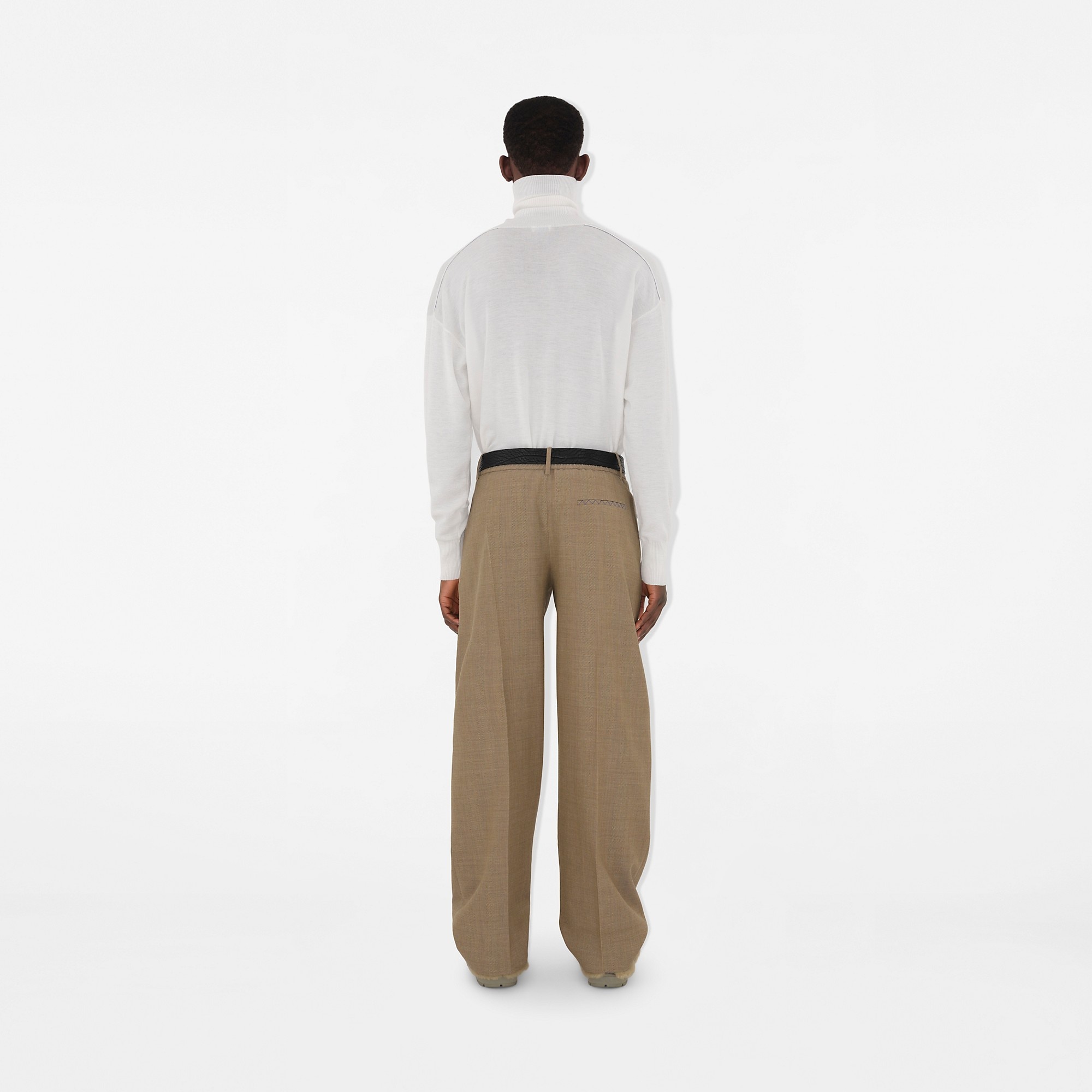 Herringbone Wool Tailored Trousers - 4