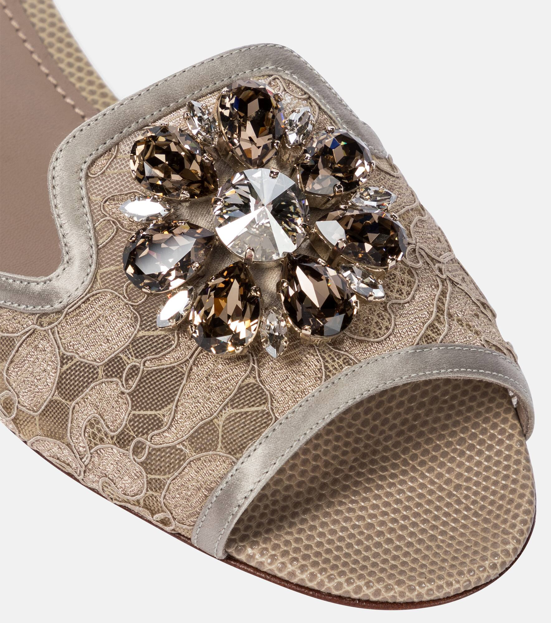 Bianca embellished lace slides - 6