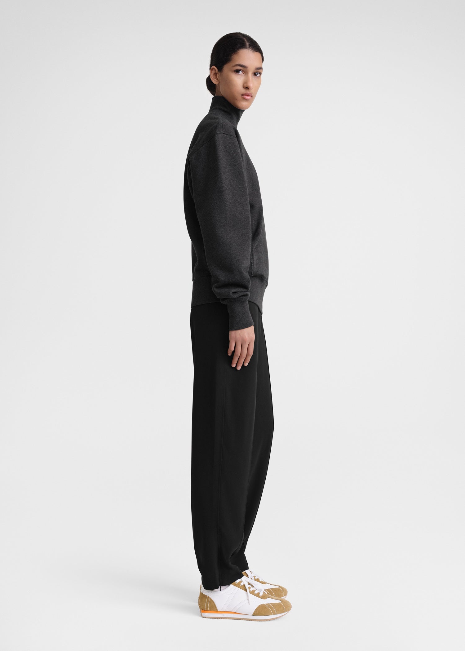 Cotton turtleneck sweatshirt charcoal melange - 4
