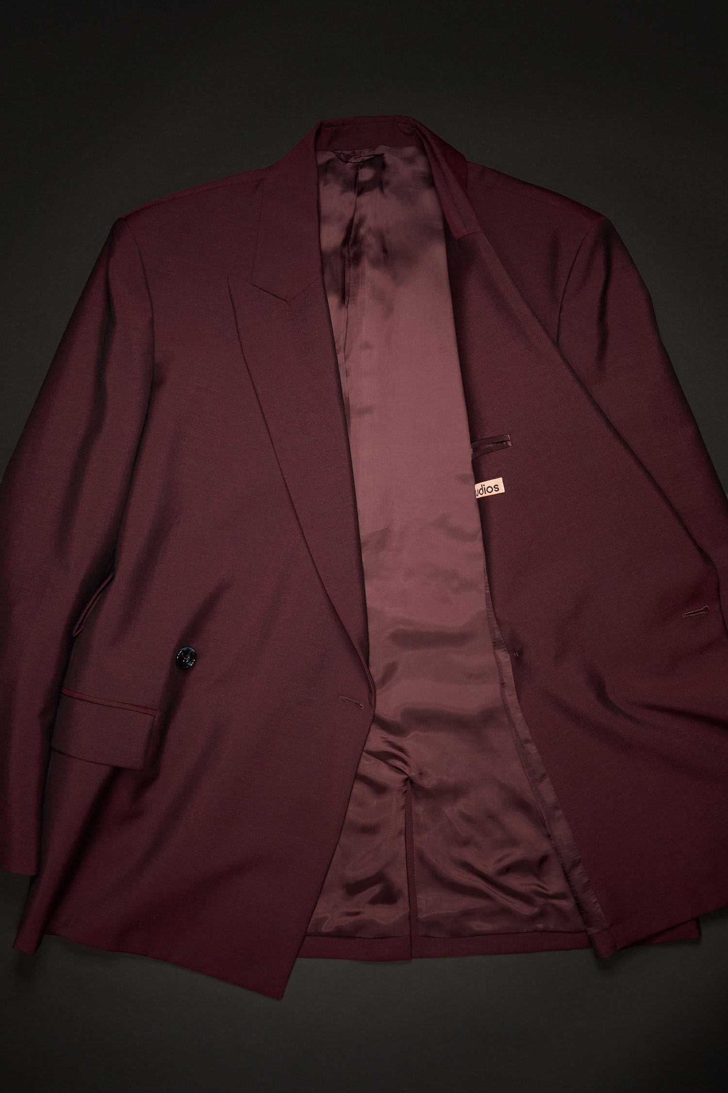 Double-breasted belted jacket aubergine/black - 7