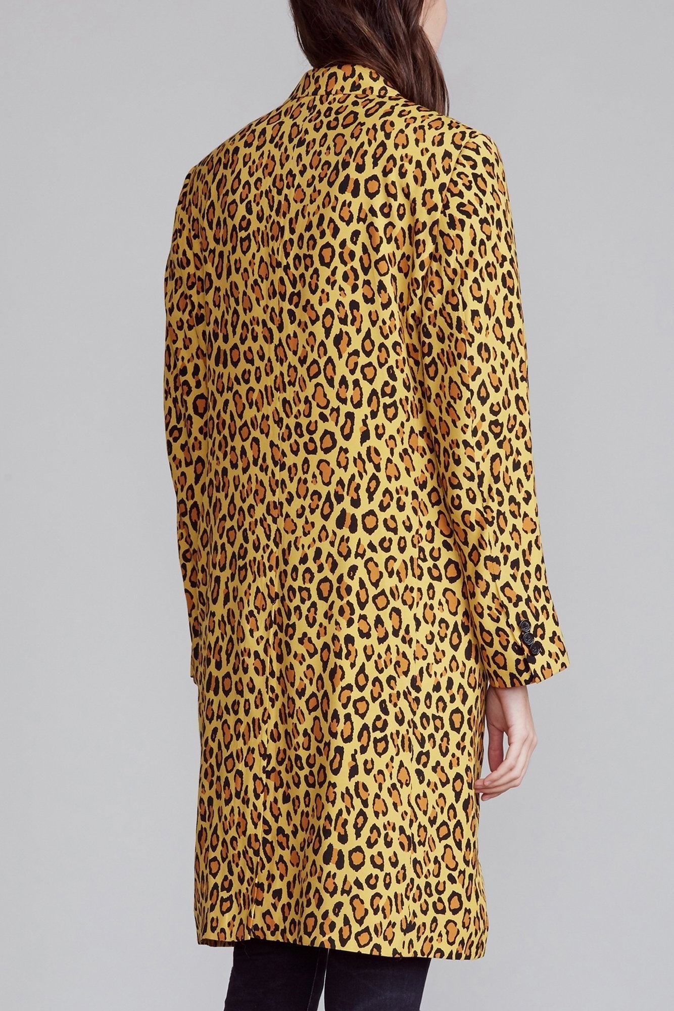 Peak Lapel Double Breasted Coat - Yellow Leopard | R13 - 4