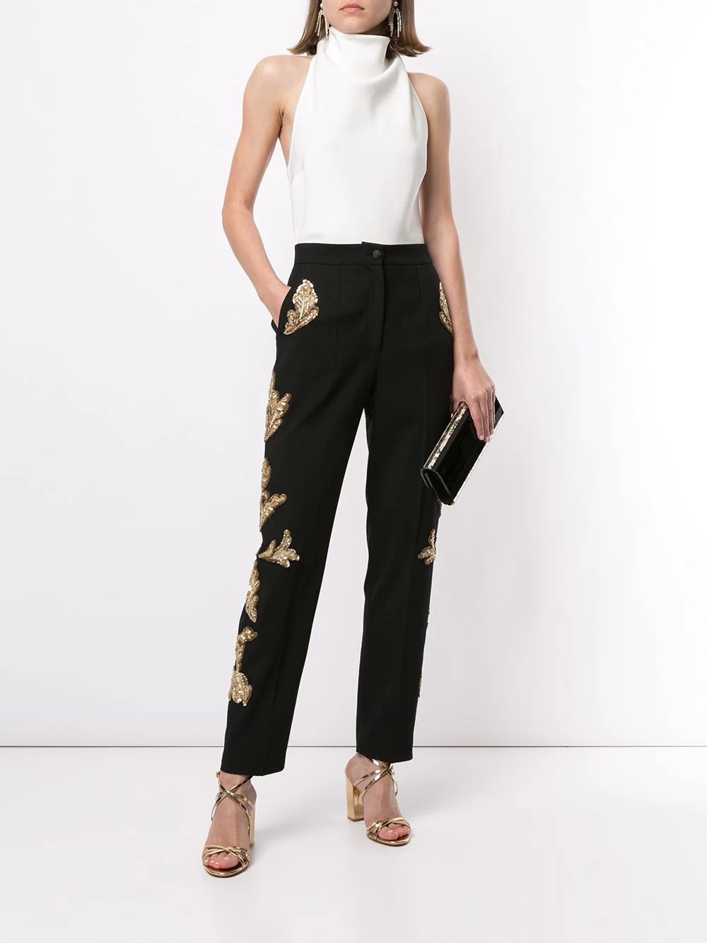 sequin-embellished high-waisted trousers - 2