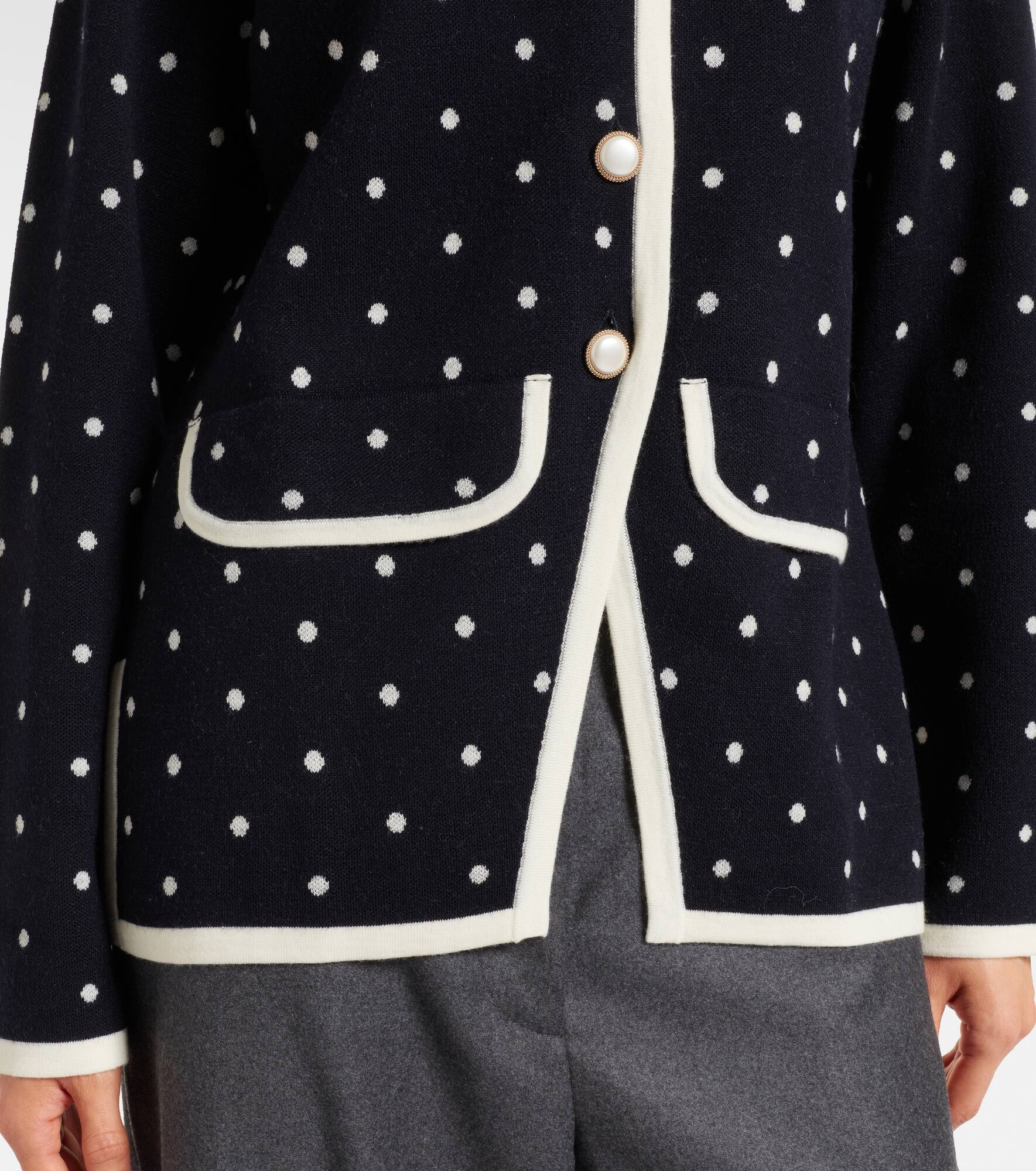 Mirja polka-dot wool-blend cardigan - 5