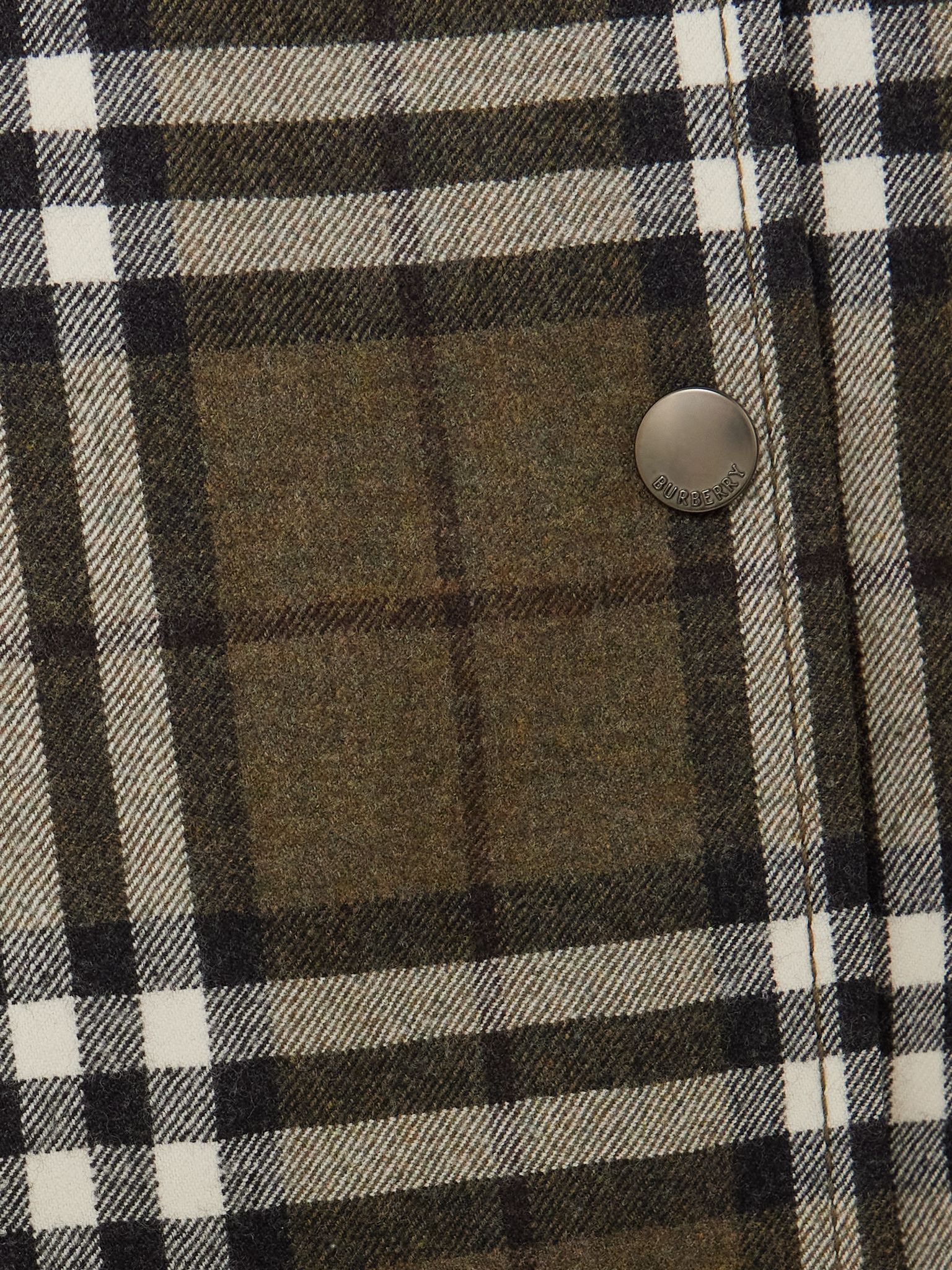Button-embellished checked wool-twill mini skirt Green - 4