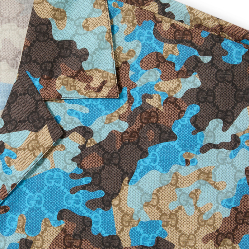 Printed cotton poplin bowling shirt 5