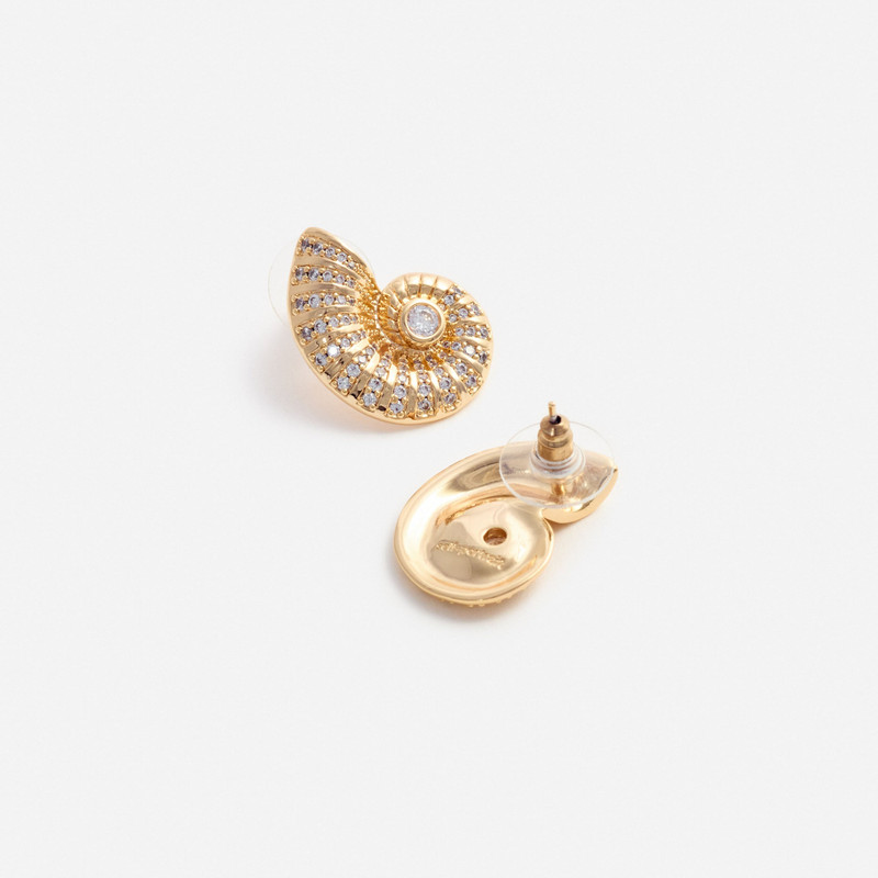 self-portrait Gold Crystal Shell Earrings outlook