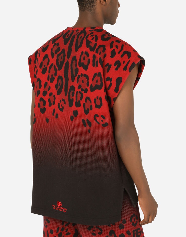 Leopard-print jersey singlet with DG embroidery - 5