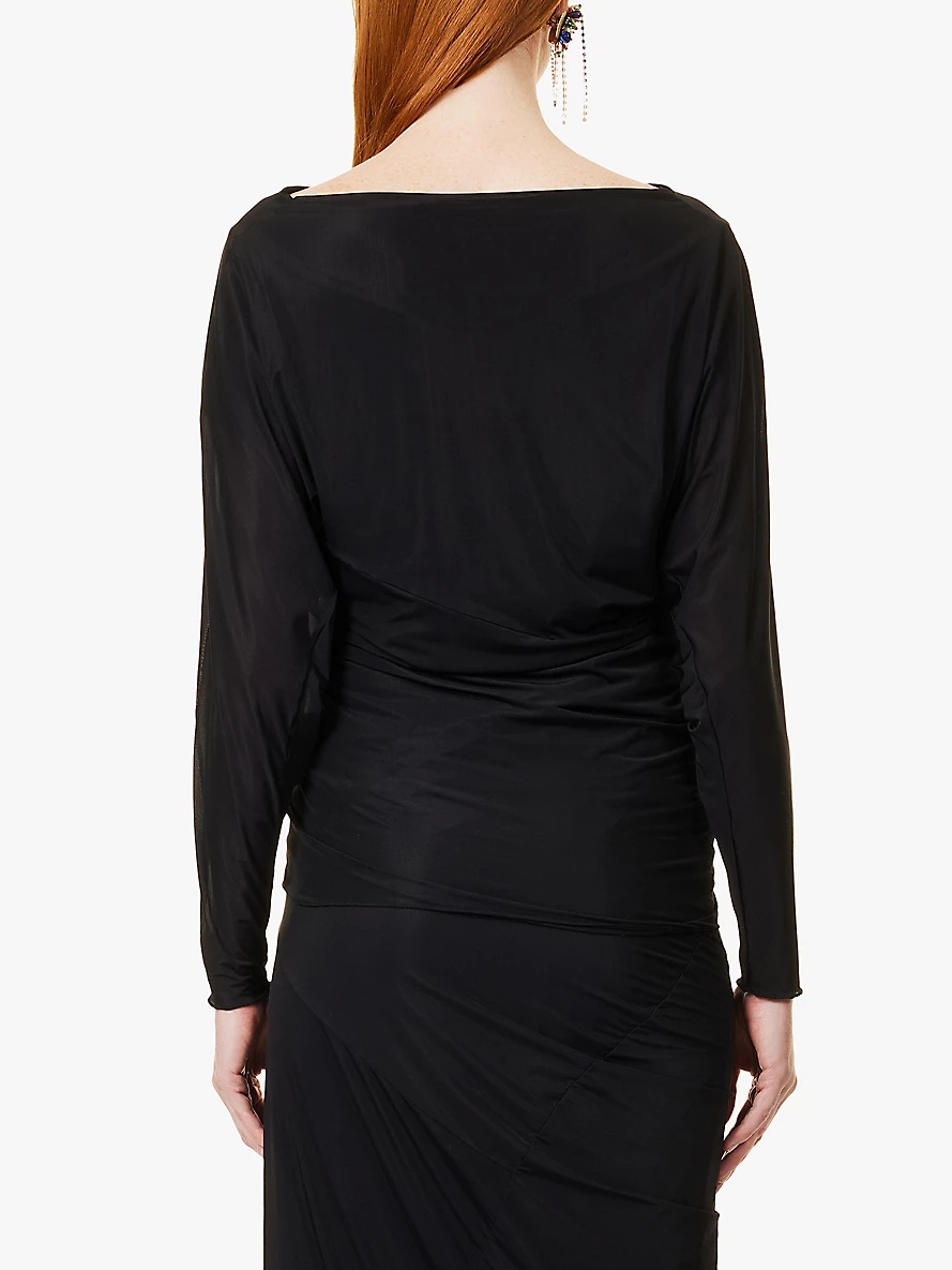 Hold draped batwing-sleeve stretch-jersey top - 4