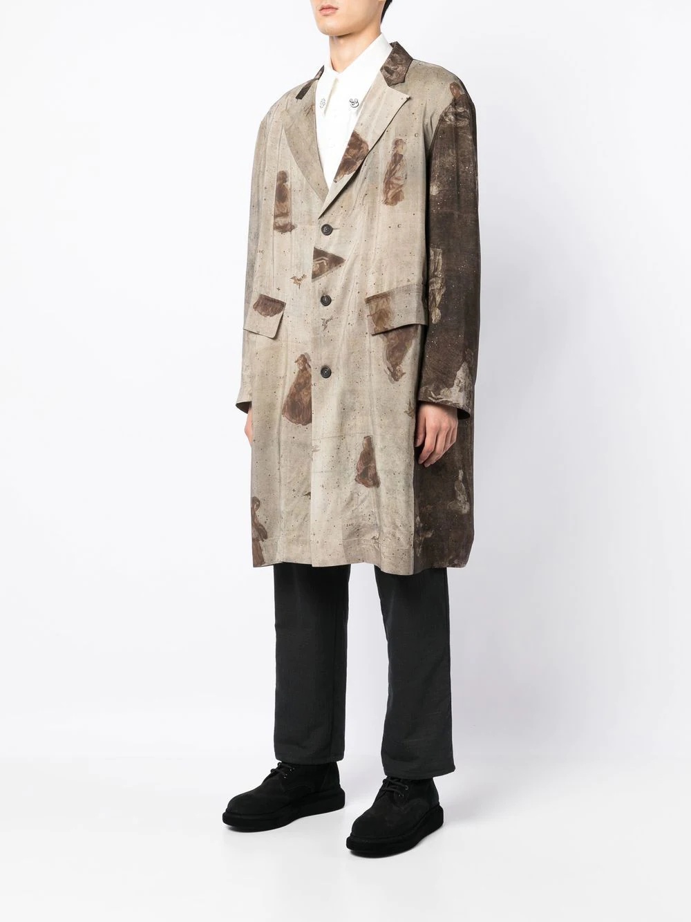 graphic-print single-breasted coat - 3