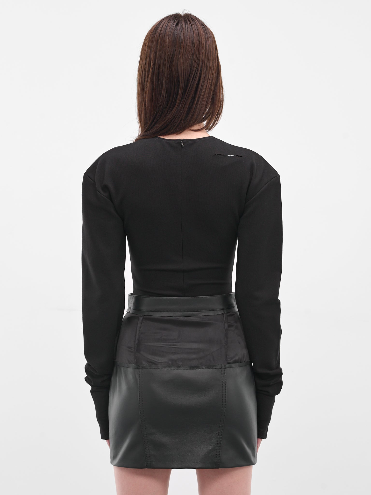 Black Thumbhole Long Sleeves Bodysuit - 3