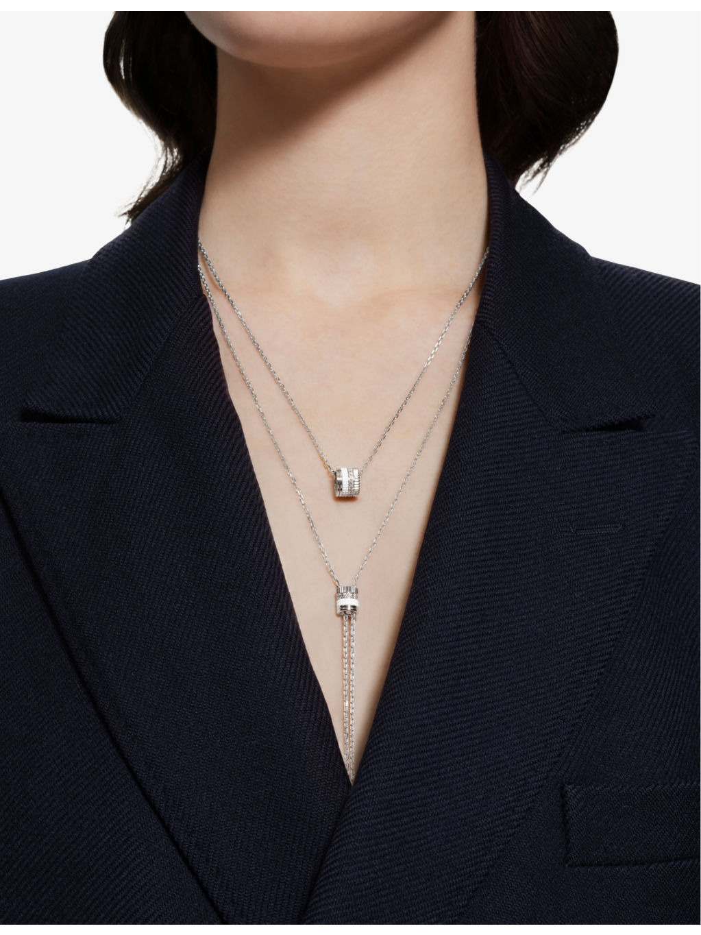 Quatre Double White 18ct white-gold and 0.18ct diamond necklace - 2