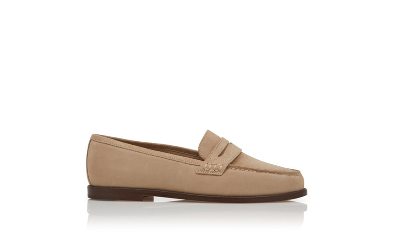 Light Brown Suede Penny Loafers 1