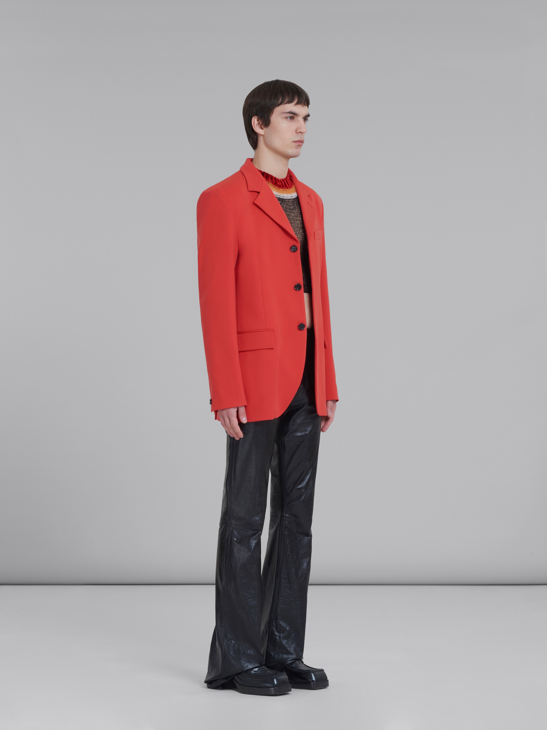 RED SINGLE-BREASTED BLAZER IN STRETCH-JERSEY - 6
