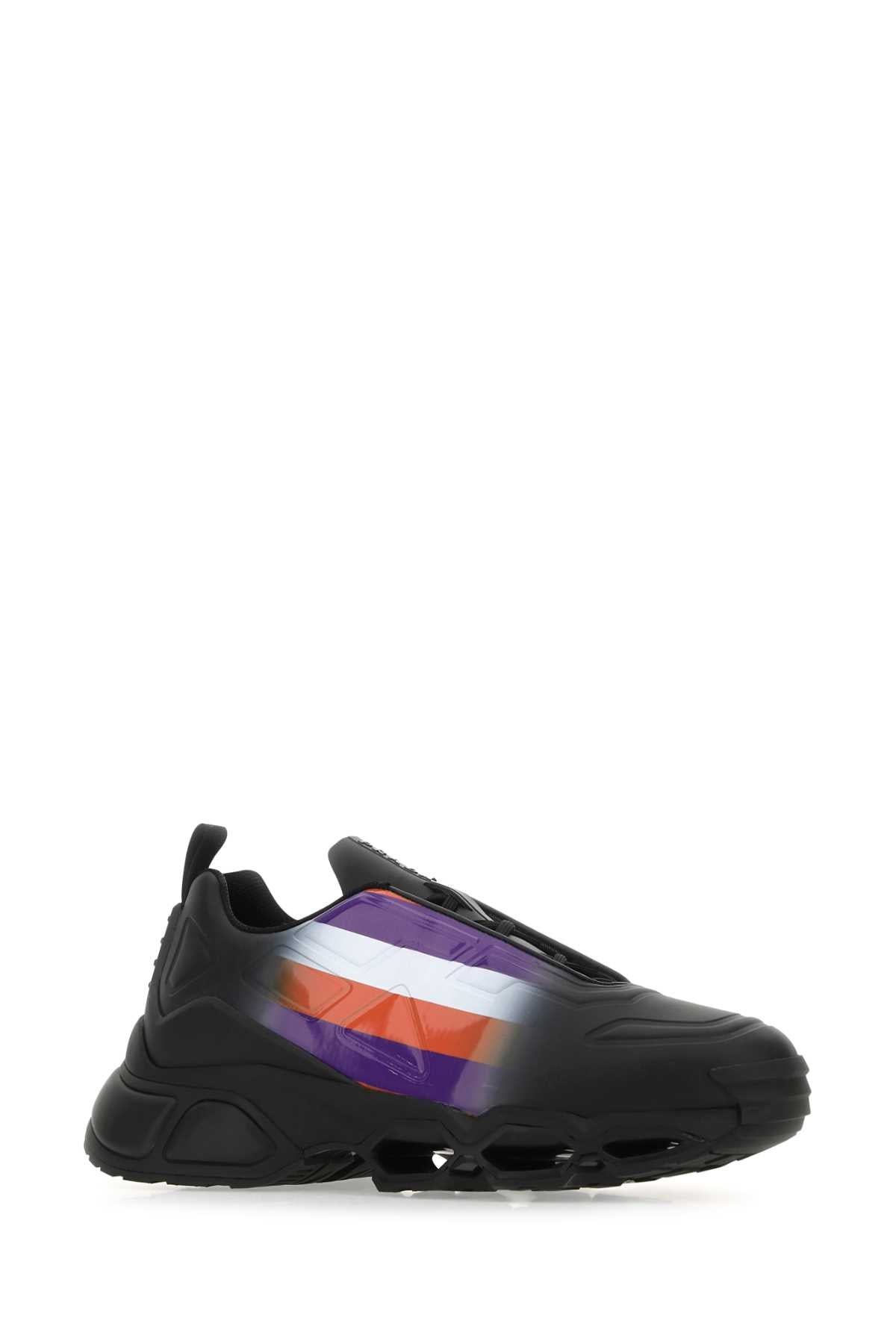 Prada Men Black Rubber Collision Cross Sneakers - 2