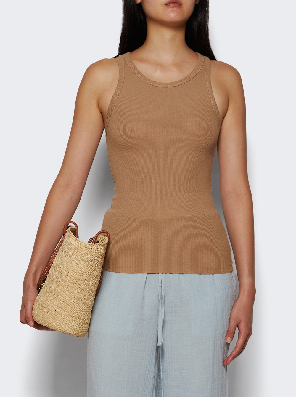 High Neck Fitted Tank Taupe - 2