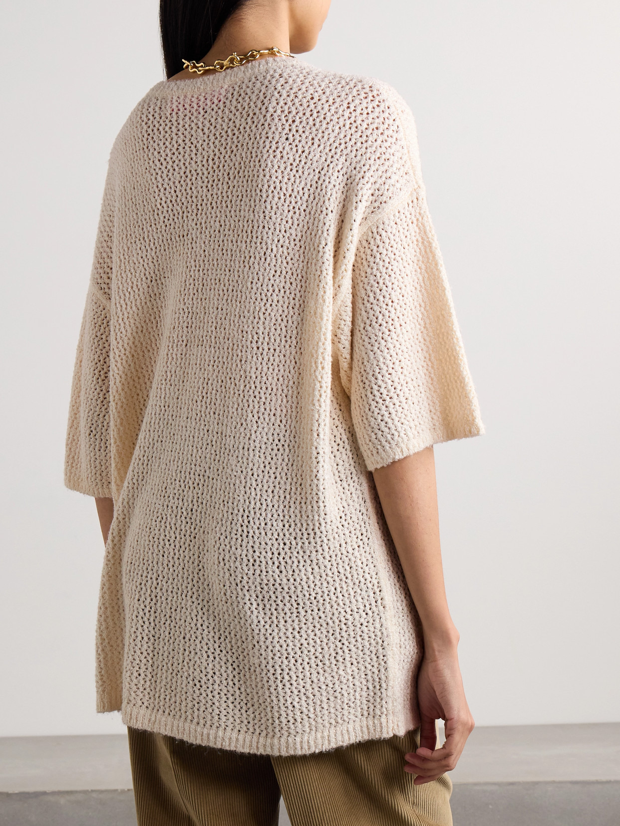 Selerino Oversized Open-knit Mulberry Silk T-shirt - 3