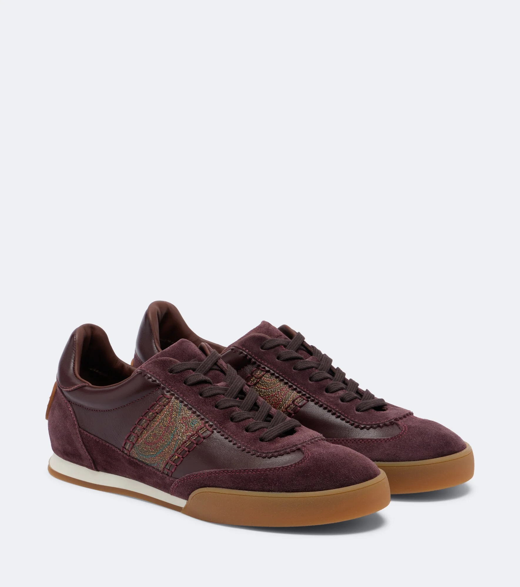 Pegaso suede-trimmed leather sneakers - 1
