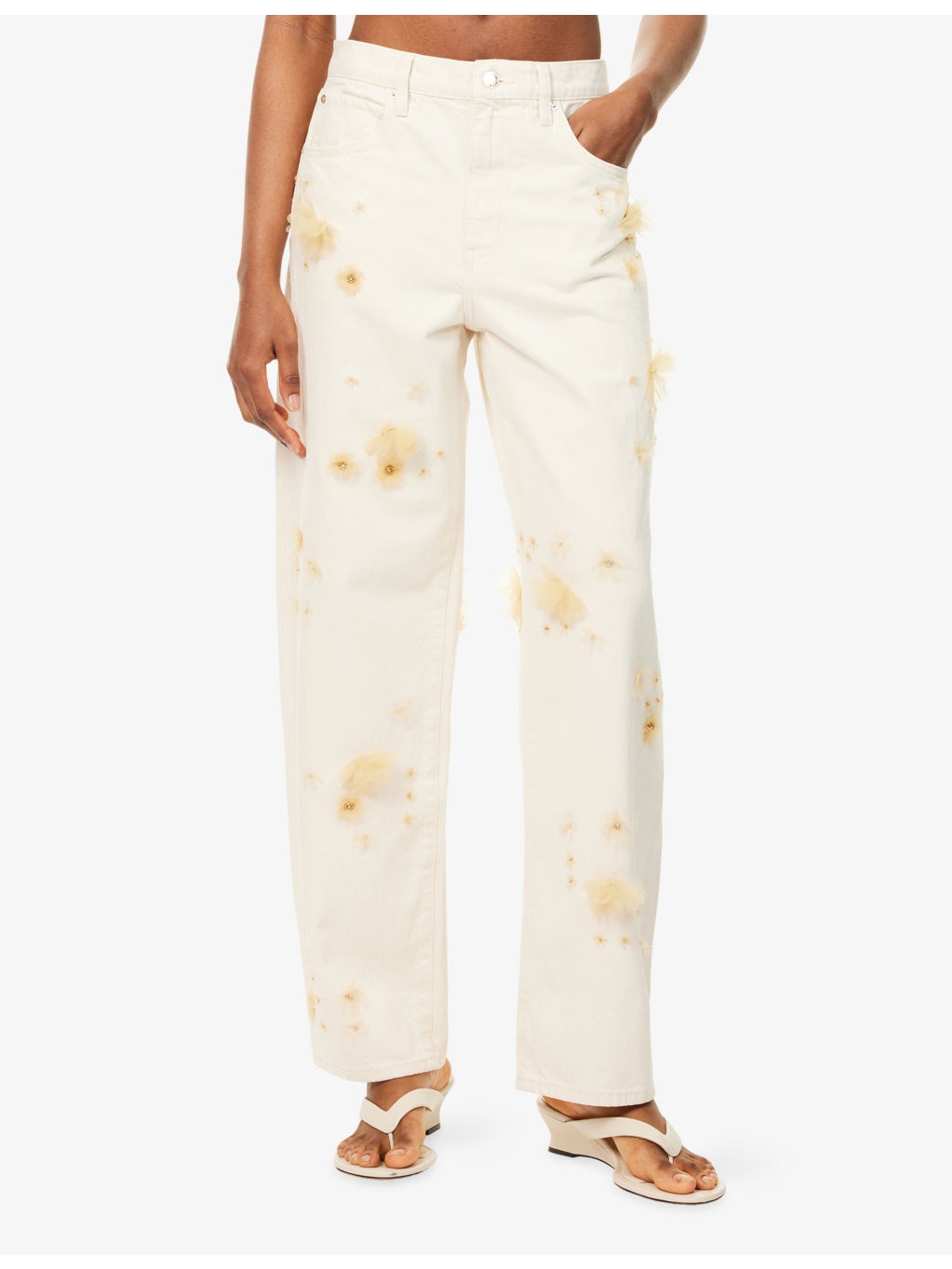Embellished Low-Slung Barrel Denim Jeans - 3