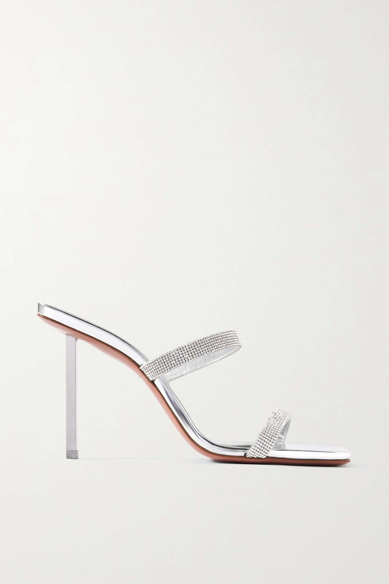 Rih crystal-embellished mirrored-leather sandals - 1