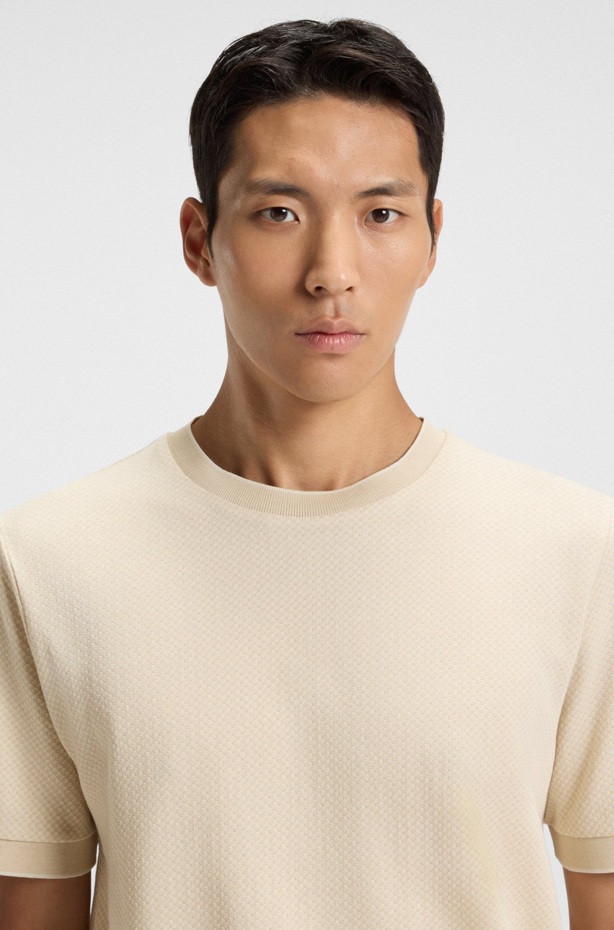 MERCERIZED-COTTON T-SHIRT WITH TWO-TONE STRUCTURE - 3