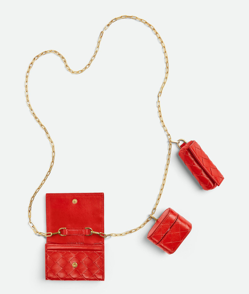 Bottega Veneta intrecciato card case on chain outlook
