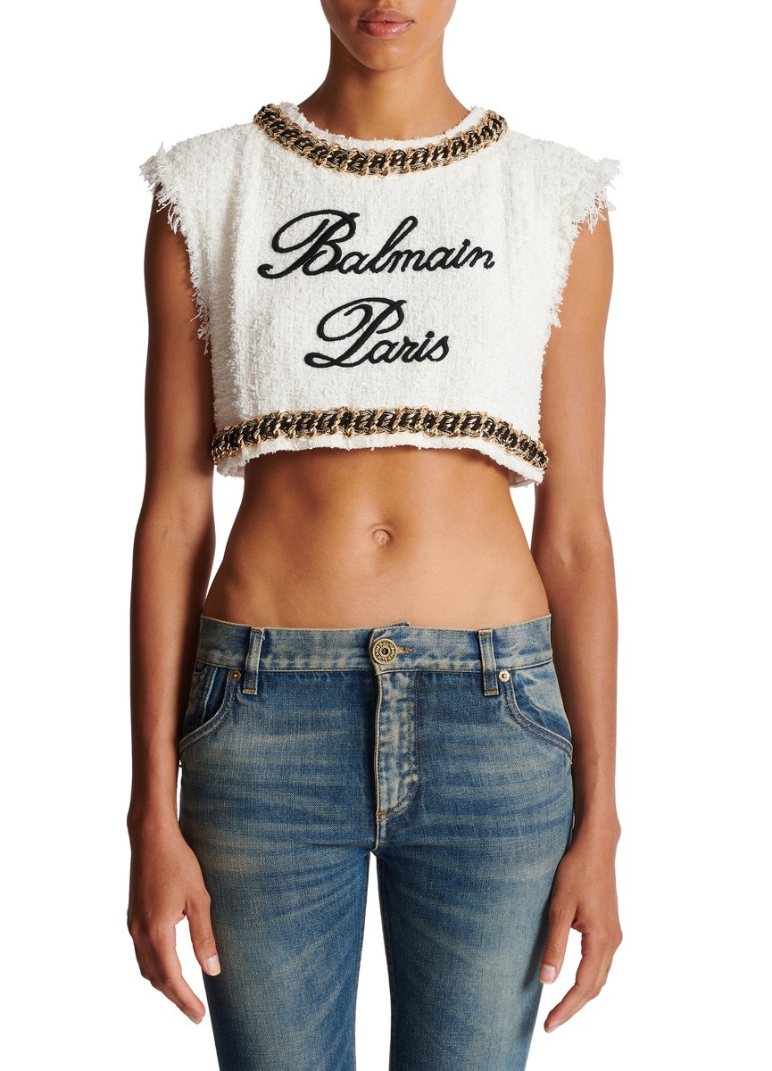 Balmain Signature Tweed Tank Top - 2