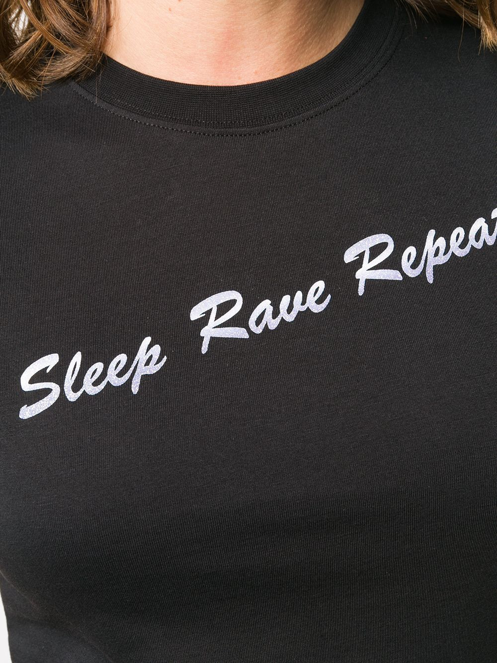 slogan print fitted T-shirt - 5