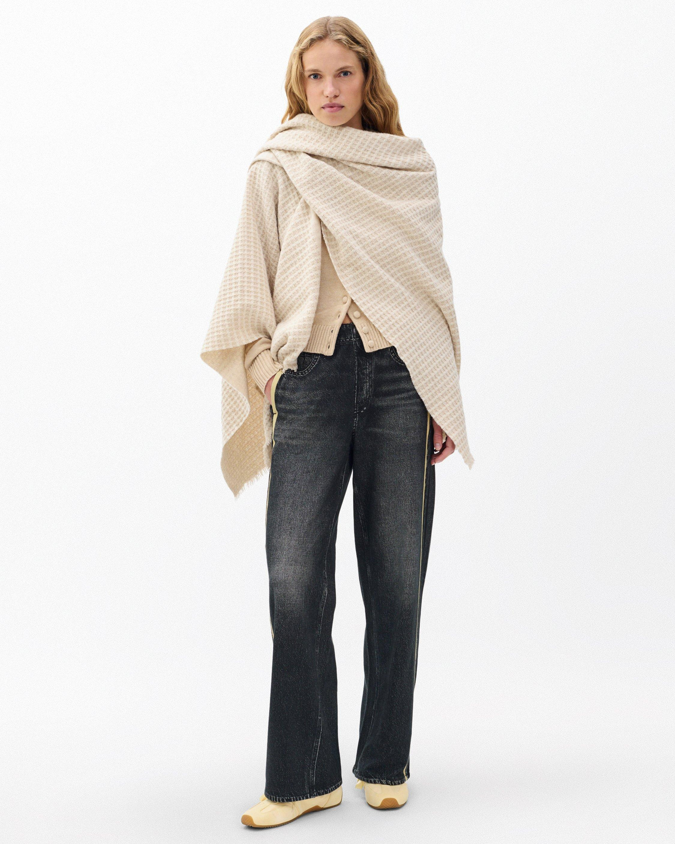 Joni Waffle-Knit Wool Poncho - 2