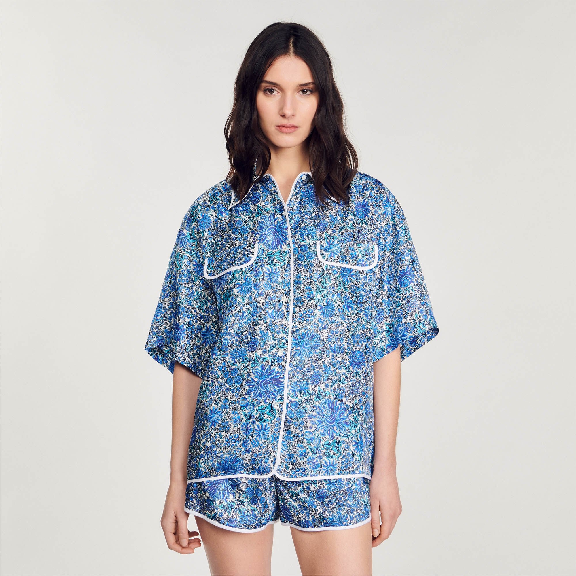 OVERSIZE FLORAL SILK SHIRT - 5