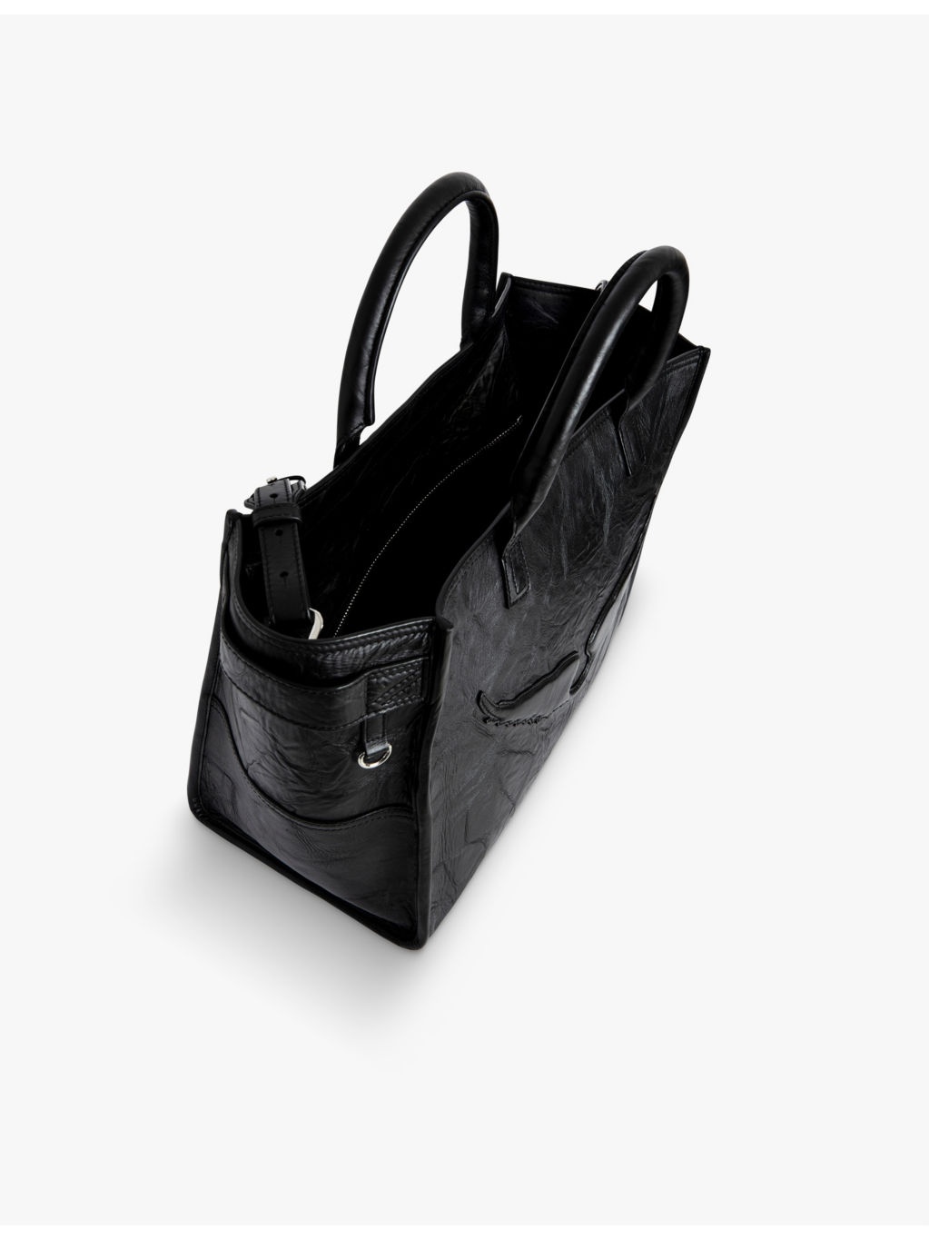 Angel crinkle-effect leather tote bag - 4