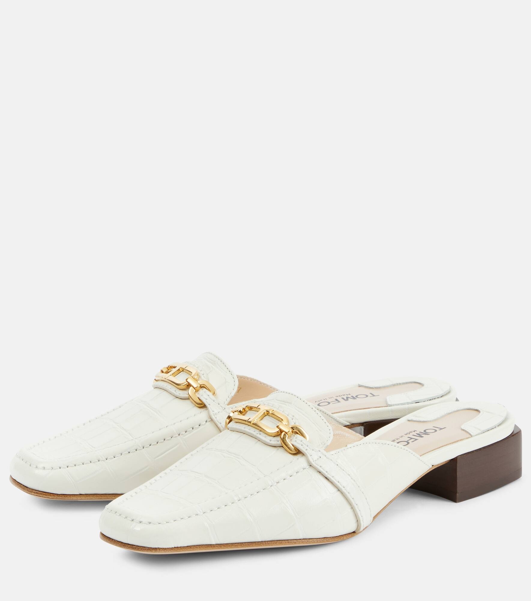 Whitney croc-effect leather mules - 5